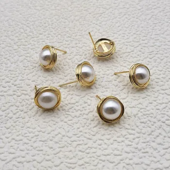 Novi dolazak! 13mm 30Pcs Plating Real gold Round Ear for stud Earning DIY Izrada, Jewelry Accessories Findings & Component