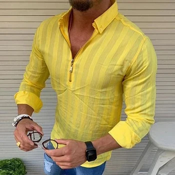 Novi modni košulja Solid Zipper Fashion muška Slim Fit V izrez s dugim rukavima Muscle Tee vrhovima bluza Slobodna svakodnevni bluza na zakopčane