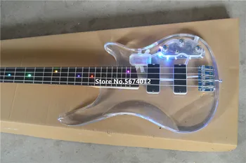 Novi običaj akril 4-gudački bas gitara zatvorene звукосниматели sa šarenim led umetcima za besplatnu dostavu