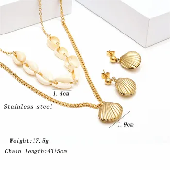 OUFEI Shell laminirano ogrlica i naušnice set nakita od nehrđajućeg čelika modni nakit pribor pokloni za žene