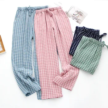 Par stil pamuk oprati krep pokrivač pidžama hlače jesen tanka mekana prozračni Glavni hlače za muškarce i žene dna hlače
