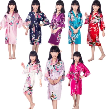 Paun kimono, djeca saten svile djevojka haljine djevojke ogrtač djeca pidžama ogrtači za djevojčice Dječja odjeća dječja haljina L95