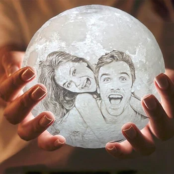 Personalizirane foto 3D ispis romantični Mjesec žarulja svjetlo noći punjenje pritisnite daljinski upravljač 16 boja mjesečine djeca ljubavnik pokloni
