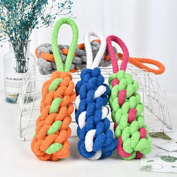 Pet Molar Toy Teeth Bite-Resistant Cotton Rope Toys For Dog Pet Interactive Tug Toy With Handle Training Supplies Jouet Chien