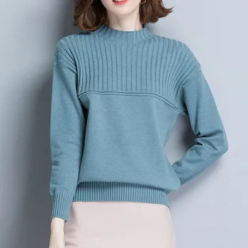 Polovica водолазки čvrste pleteni puloveri Ženski Svakodnevni elastična korejski stil dres vrhovima ženski plus Szie 4XL proljeće veste