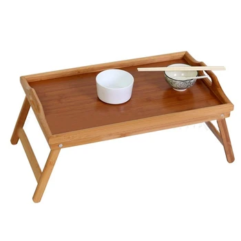 Prirodni bambus pladanj za doručak s ručkom pribor za doručak u krevet ili korištenje kao televizijski stol sklopivi mali stolić, stol za laptop