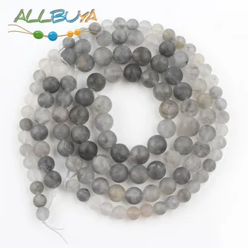 Prirodni mat siva Kristal kvarc kamen slobodan perle za izradu nakita DIY Šarm narukvice pribor pink veličine 15 inča 4-12 mm