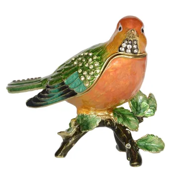 Ptica na окуне nakit kutija metalni kontejner nakit ogrlica držač Bejeweled ptica minijaturne figure ukras pokloni