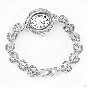 QINGXIYA brand retro Vintage sat žene Antičku srebrna boja je siva Crystal satovi ženski ručni Kvarcni sat narukvica Cloc