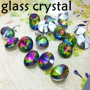Rainbow boja Rivoli Crystal Fancy Stone Point Back Glass Stone za izradu nakita 6mm 8mm 10mm 12mm 14mm, 16mm 18mm