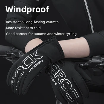 ROCKBROS Winter Cycling Full Finger Gloves Keep Warm Touch Screen Long Prst Motorcycle ветрозащитные neklizajući skijaške rukavice