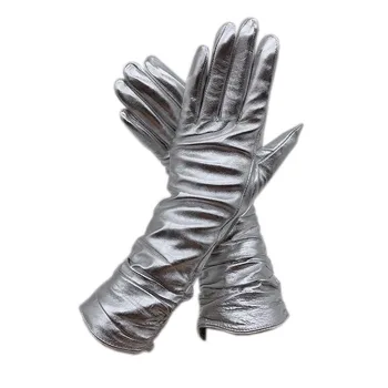 Rukavice 2020 nove ženske srebrne овчинные rukavice kožne srednje dužine moda zima toplo lijepa besplatna dostava koža vožnje