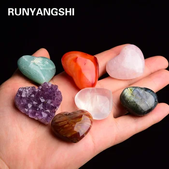 Runyangshi 7шт prirodni Kristal kvarc oblik srca ametist klaster Kristal obrt sedam čakri liječeći kamen