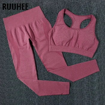 RUUHEE Joga Set Women Solid Vježba Clothes Sprots Solid Push Up Grudnjak High Waist Yoga Pants tajice Tummy Control Gym Sets