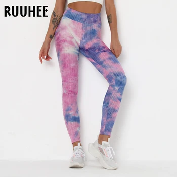 RUUHEE Yoga Pants High Waist Fitness Leggings Women Vježba Push Up Legging Solid Bodybuilding Tie Dye Women bešavne sportske hlače
