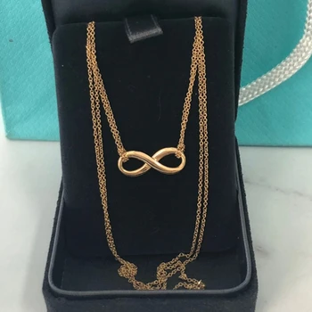 S925 srebra dvostruki krug 8 beskrajne visi ogrlica za mlade djevojke dame poklon za Valentinovo 1:1 luksuzni brand nakita