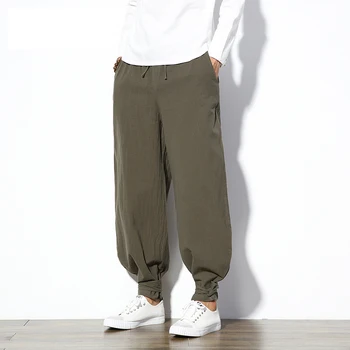 Sinicism shop 5XL pamuk posteljinu ženske sportske hlače muškarci Trkač Muške hlače hlače kineske tradicionalne platna trake plus size