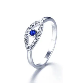 Sjajan plavi kamen za oči u obliku zaručnički prsten za žene Bling CZ kamenje Stailess čelik elegantan svadbeni Savez