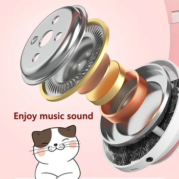 Slatka mačka bežični dječji slušalice s mikrofonom i torbom može zatvoriti svjetlo djevojka telefon igrač glazba Bluetooth slušalice podržava TF kartice poklon