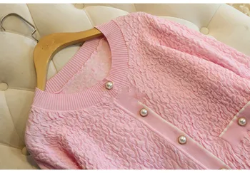 Slatka ružičasta ženski kardigan džemper 2020 jesen slatki okrugli izrez однобортный kratke pletene kardigan kaput skakači