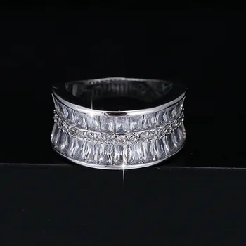 Slatka Ženski White Crystal Kamen Prsten Jednostavan Srebrna Boja Vjenčano Prstenje Za Žene Klasični Svadbeni Geometrijski Veliki Zaručnički Prsten