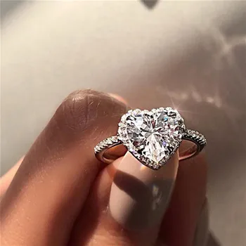 Slatko Slatko Srce Crystal Prsten Od Nehrđajućeg Čelika Cirkon Par Prstenova Za Žene Vjenčanje Pokloni Bijoux