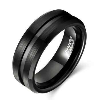 Somen 8 mm muški prsten klasični čist crna karbida volframa prsten četkom zaručnički prsten muški vjenčano prstenje Anel Masculino