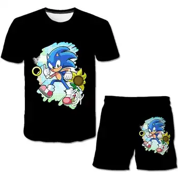 Sonic Children Clothes Set topla ljetna rasprodaja dječje majica i kratke hlače setovi poliester 4-14 godina Dječje odijevanje odjeće