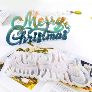 Sretan Božić smole oblika epoksida lijevanja u kalup za DIY dekoracije stola ukras kuće Božićni poklon kalup umjetnosti obrt alata