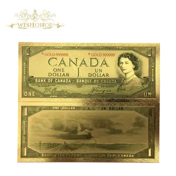 Suvenir pokloni za 10 kom./lot za novčanica Kanade 1 dolar novčanice novčanica u zlato 24K zlatni folije papirni novac za poklone