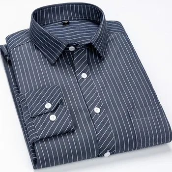 Svakodnevno Checkered Haljina I Čvrsta I Prugasta Majica Muškarci Košulja Dugih Rukava Muške Košulje Plus Size Vintage Košulja Plus Veličina Vanjska Odjeća