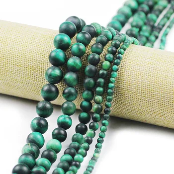 Tiger eye prirodni mat zeleni dragulj cijele dim polirani slobodan perle za nakit pribor za izradu DIY 4 6 8 10 12 mm narukvica