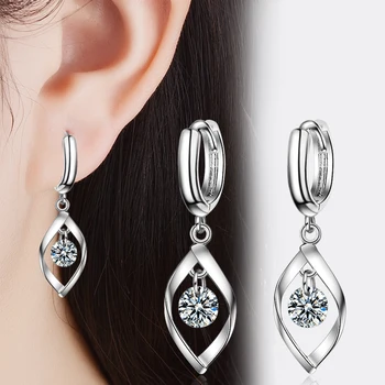 TJP Cubic Zirconia Clear Round Crystal Women Hoop Earring vrijednost je ture 925 sterling srebra ženske naušnice nakit