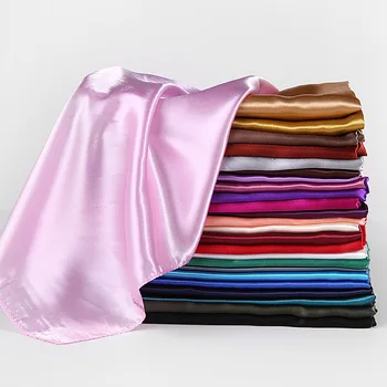 Trg svilene šalove žene 90*90 cm satiny muslimanski hidžab, marama jednostavne, Marame i oblozi marama šifon Islamska ženska povez