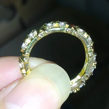Victoria Wieck Unique Desgin X Luxury Jewelry 10kt Yellow Gold Filled 5A CZ stones Wedding Party Women Band Ring Poklon Size 5-10