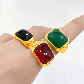Vijetnam аллювиальное zlato podesiva prstenje zlato šarene kamena ploča mesing ne nestaju prstenje nakit