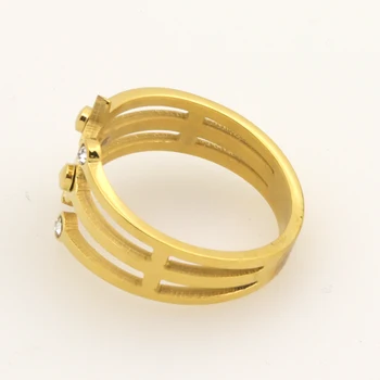 Visoka Kvaliteta Poznati Brand Cvijet I Star Dizajn Kristalno Prstena Zlatna Boja Nehrđajućeg Čelika Luksuzni Nakit Za Žene Zaručnički Prsten