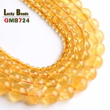 Visokokvalitetni prirodni kamen žuti kristali аметистов okrugli slobodan perle 15