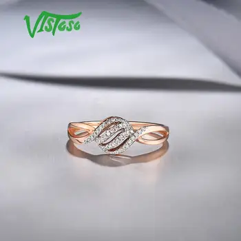 VISTOSO zlatno prstenje za žene pravi 14 K 585 rose gold prsten dijamant pjenušava obećanje vjenčano prstenje godišnjice nakita