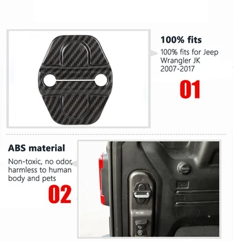 Vrata zaključavanje poklopac guard protector zaključavanje uređenje trim za Jeep Wrangler JK 2007-2017 ABS karbonskih vlakana pribor za unutrašnjost automobila