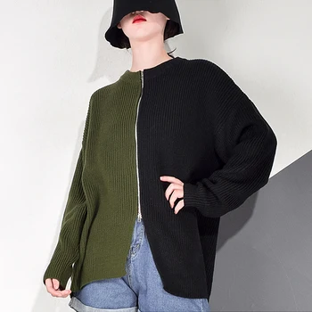XITAO patchwork casual džemper žene zima nepravilan plima moda novi stil O neck kragna, dugi rukav identitet kaput DMY1490