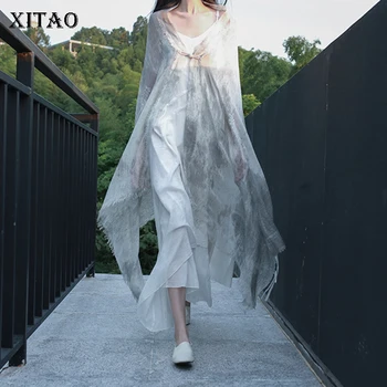 XITAO siva print nepravilnog marame žene vintage moda sve Utakmicu elegantan gumb 2020 nove jesenje šalove božica ventilator ZYQ4423