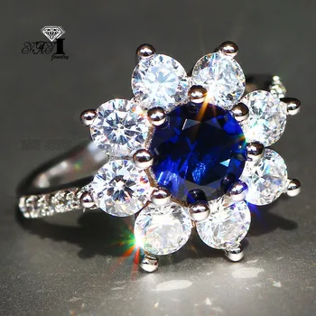 YaYI Fashion Jewelry veliki 3.8 CT plavi Cirkon srebrna boja Zaruka ljubavnik vjenčani dar stranka prstenova Božićni poklon