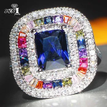 YaYI Nakit Princess Cut 6.9 CT Multi Zircon Silver Color vjenčano prstenje, vjenčano prstenje srca djevojke stranka prsten darove 837