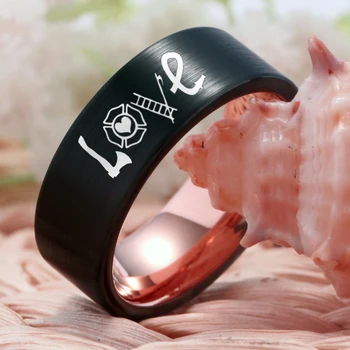 YGK Jewelry Firefighter Vatrogasac Love Design mat crna i ružičasta вольфрамовым prstenom muška vjenčanja vjenčani Igre подарочное prsten