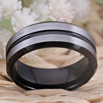 YGK svadbeni nakit mat srebrna sa crnim utorom nove volfram prsten za muškarce mladoženja vjenčanja vjenčani prsten Igre