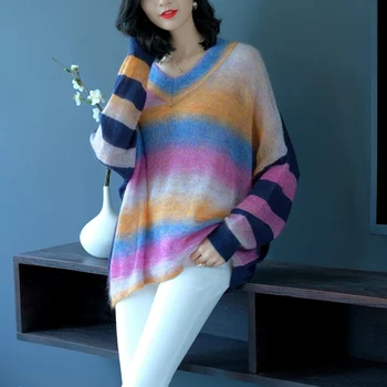 YISU moda Duga džemper jesen žene Moher džemper, pulover Oversize top dres slobodan kardigan dugih rukava vunene veste
