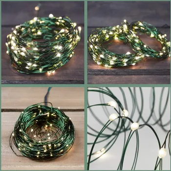 Zelena žica vanjski solarni stablo svjetla redak 20 m led nevjerojatan svjetla svečane svjetlo Božić vjenčanje u vrtu stranka ukras