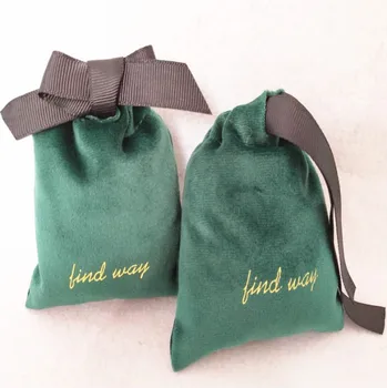 Zeleni baršun poklon paketi 8x10cm (3x4inch) 10x12cm 13x17cm paket od 50 korisničkih logo torba trepavica make-up nakit, torba za nošenje oko zglavka
