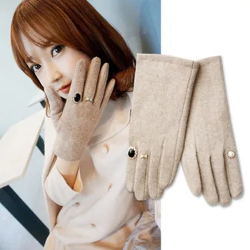 Zimske kvalitetne nacreous tople vunene rukavice za zaslon osjetljiv na dodir ženski zimski Zec kašmir vez zadebljanje vozačke rukavice H24